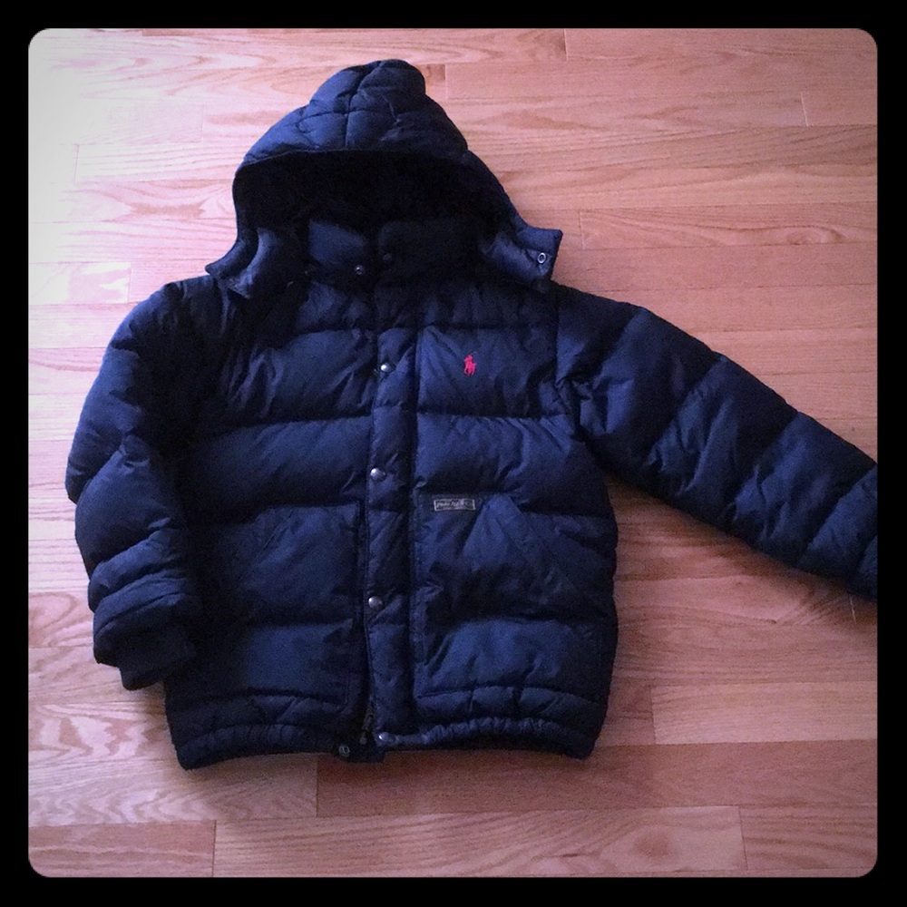 Polo Boys Puffer Coat Sz 8 Dark Navy